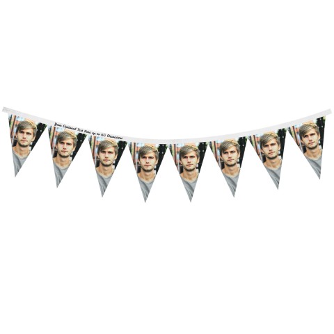 - 1 Metre with 8 Flags (20cm) - White Mock Suede Polyester Fabric (Personalised with Text)