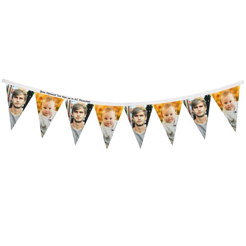- 1 Metre with 8 Flags (20cm) - White Mock Suede Polyester Fabric (Personalised with Text)