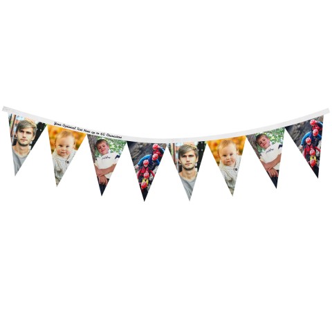 - 1 Metre with 8 Flags (20cm) - White Mock Suede Polyester Fabric (Personalised with Text)
