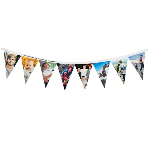 - 1 Metre with 8 Flags (20cm) - White Mock Suede Polyester Fabric (Personalised with Text)