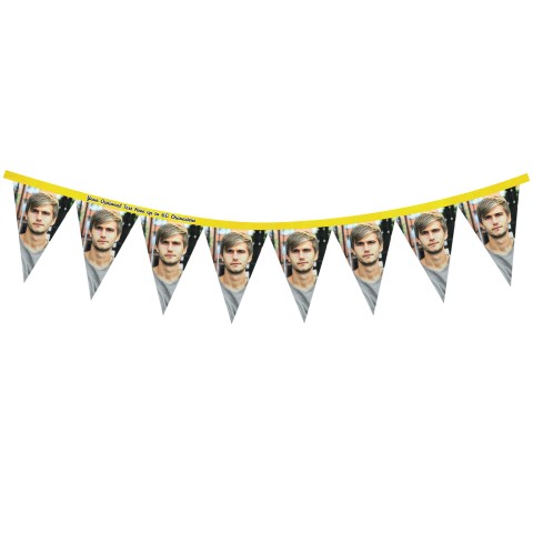 - 1 Metre with 8 Flags (20cm) - Yellow Mock Suede Polyester Fabric (Personalised with Text)
