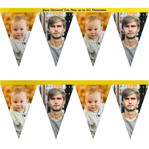 - 1 Metre with 8 Flags (20cm) Yellow Mock Suede Polyester Fabric (Optional Personalised Gift Text)