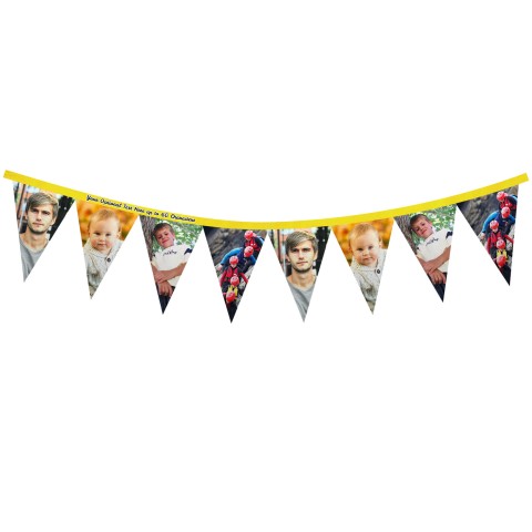 - 1 Metre with 8 Flags (20cm) - Yellow Mock Suede Polyester Fabric (Personalised with Text)