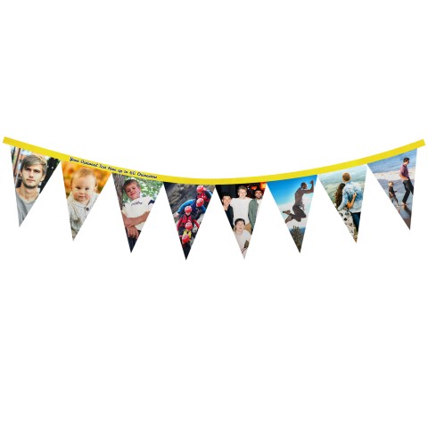 - 1 Metre with 8 Flags (20cm) - Yellow Mock Suede Polyester Fabric (Personalised with Text)