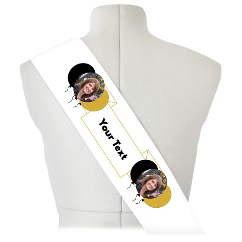 (180cm x 14cm) Black & Gold Mock Suede Polyester Fabric (Optional Personalised Gift Text)