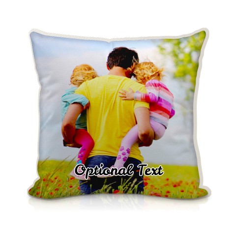 (25cm Square) - Natural Cotton Fabric with Removable Cover (Zip) (Optional Personalised Gift Text)