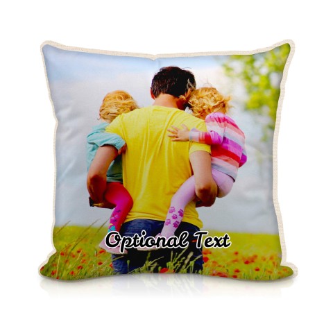 (25cm Square) - Natural Organic Cotton with Removable Cover (Zip) (Optional Personalised Gift Text)