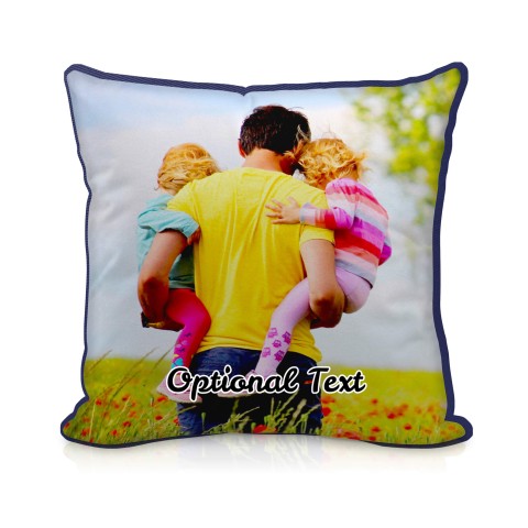(25cm Square) - Navy Blue Cotton Fabric with Organic Lavender with Removable Cover (Zip) (Optional Personalised Gift Text)