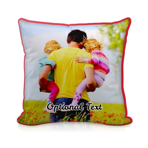 (25cm Square) - Red Cotton Fabric with Organic Lavender with Removable Cover (Zip) (Optional Personalised Gift Text)