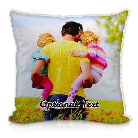 (Square 40cm) - Natural Organic Cotton with Removable Cover (Zip) (Optional Personalised Gift Text)