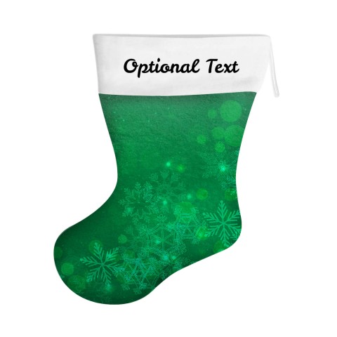 (25cm) - Snowflakes on Green Design Soft Velvet Polyester Fabric (Optional Personalised Gift Text)