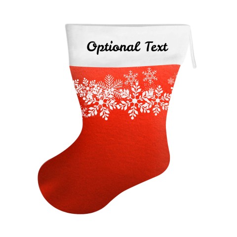 (25cm) - Snowflakes on Red Design Soft Velvet Polyester Fabric (Optional Personalised Gift Text)