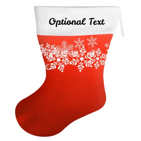 (45cm) - Snowflakes on Red Design Soft Velvet Polyester Fabric (Optional Personalised Gift Text)
