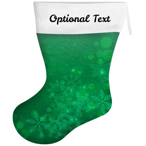 (55cm) - Snowflakes on Green Design Soft Velvet Polyester Fabric (Optional Personalised Gift Text)