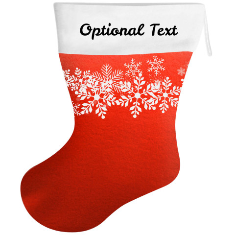 (55cm) - Snowflakes on Red Design Soft Velvet Polyester Fabric (Optional Personalised Gift Text)