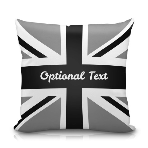 (25cm Square) with Black and White Union Jack Design Soft Velvet Polyester Fabric