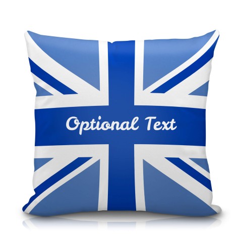 (25cm Square) with Blue Union Jack Design Soft Velvet Polyester Fabric