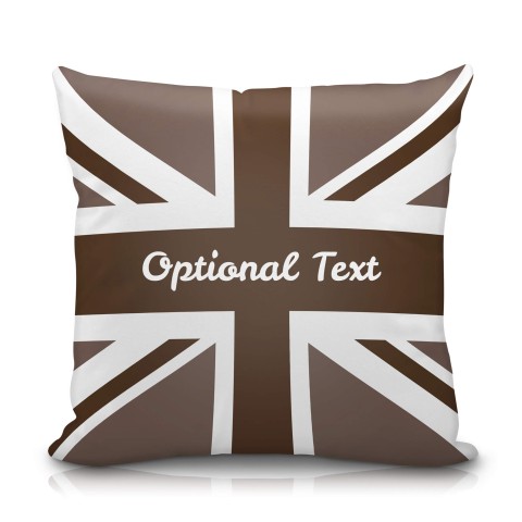 (25cm Square) with Brown Union Jack Design Soft Velvet Polyester Fabric
