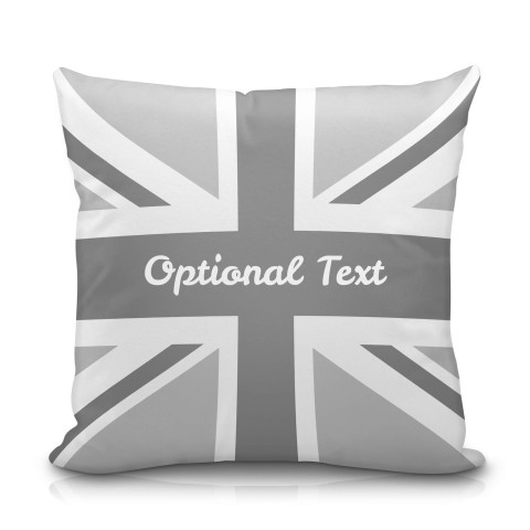 (25cm Square) with Grey Union Jack Design Soft Velvet Polyester Fabric