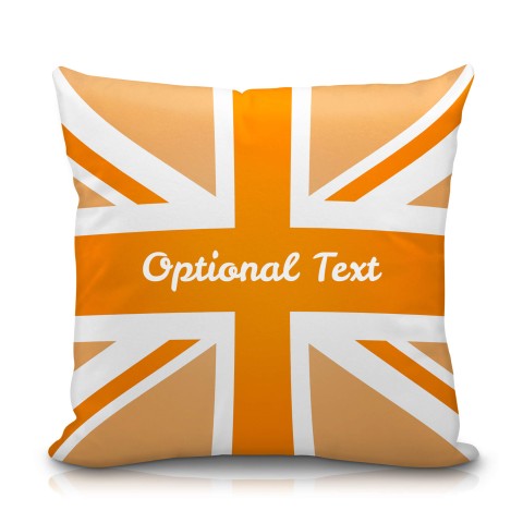 (25cm Square) with Orange Union Jack Design Soft Velvet Polyester Fabric