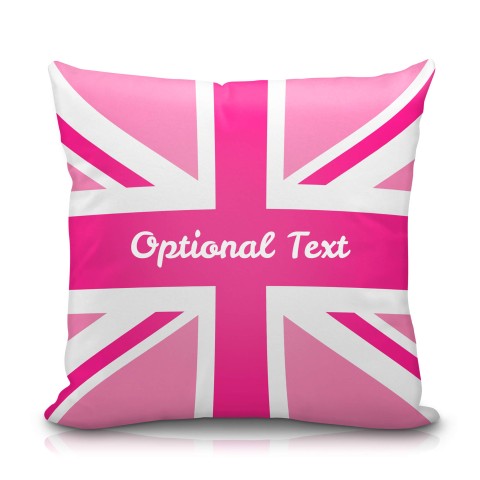 (25cm Square) with Pink Union Jack Design Soft Velvet Polyester Fabric