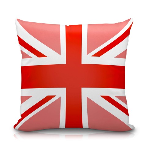 (25cm Square) with Red Union Jack Design Soft Velvet Polyester Fabric (Optional Personalised Gift Text)