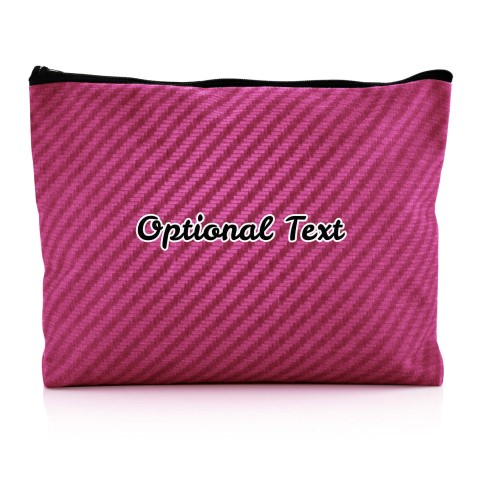 - Large - Carbon Fibre Design Fuchsia Pink Water Resistant Polyester Rip-Stop Fabric (Optional Personalised Gift Text)