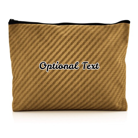 - Large - Carbon Fibre Design Gold Water Resistant Polyester Rip-Stop Fabric (Optional Personalised Gift Text)