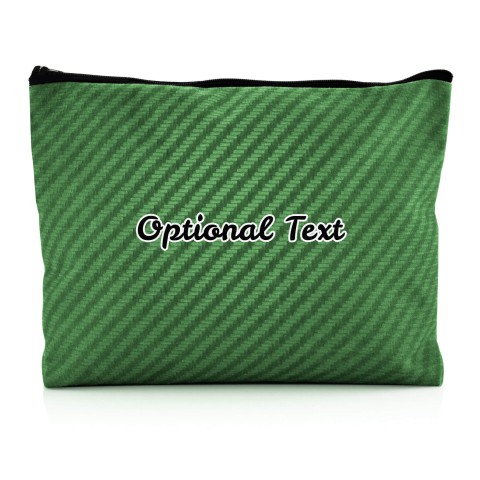 - Large - Carbon Fibre Design Bright Green Water Resistant Polyester Rip-Stop Fabric (Optional Personalised Gift Text)