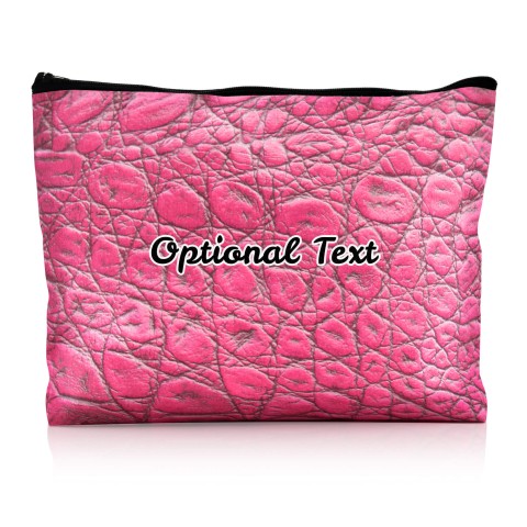 - Large - Crocodile Leather Design Fuchsia Pink Water Resistant Polyester Rip-Stop Fabric (Optional Personalised Gift Text)