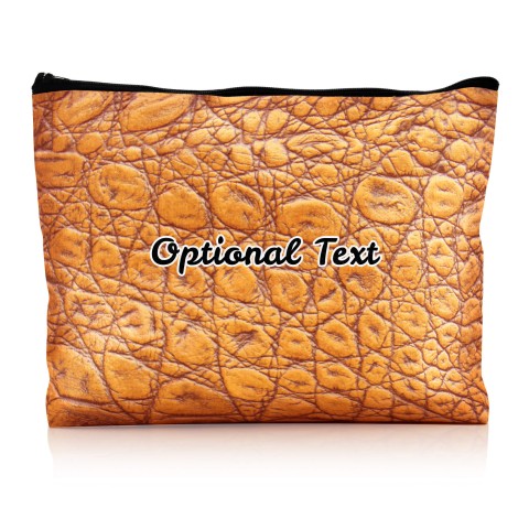 - Large - Crocodile Leather Design Gold Water Resistant Polyester Rip-Stop Fabric (Optional Personalised Gift Text)