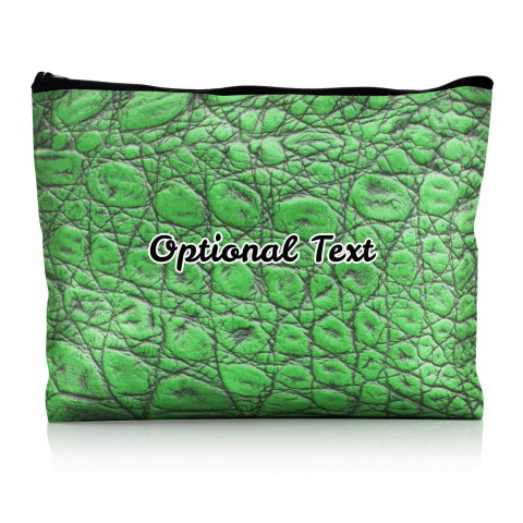 - Large - Crocodile Leather Design Bright Green Water Resistant Polyester Rip-Stop Fabric (Optional Personalised Gift Text)