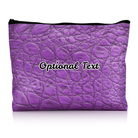 - Large - Crocodile Leather Design Purple Water Resistant Polyester Rip-Stop Fabric (Optional Personalised Gift Text)