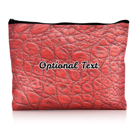 - Large - Crocodile Leather Design Red Water Resistant Polyester Rip-Stop Fabric (Optional Personalised Gift Text)