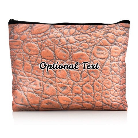 - Large - Crocodile Leather Design Brown Water Resistant Polyester Rip-Stop Fabric (Optional Personalised Gift Text)