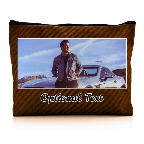 - Large - Carbon Fibre Design Brown Water Resistant Polyester Rip-Stop Fabric (Optional Personalised Gift Text)