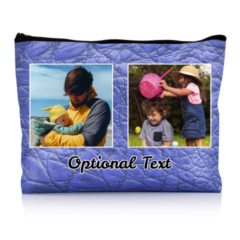 - Large - Crocodile Leather Design Royal Blue Water Resistant Polyester Rip-Stop Fabric (Optional Personalised Gift Text)
