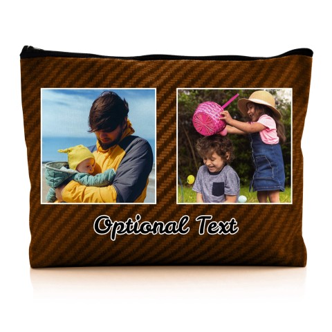 - Large - Carbon Fibre Design Brown Water Resistant Polyester Rip-Stop Fabric (Optional Personalised Gift Text)
