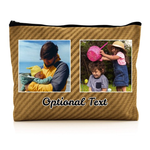 - Large - Carbon Fibre Design Gold Water Resistant Polyester Rip-Stop Fabric (Optional Personalised Gift Text)