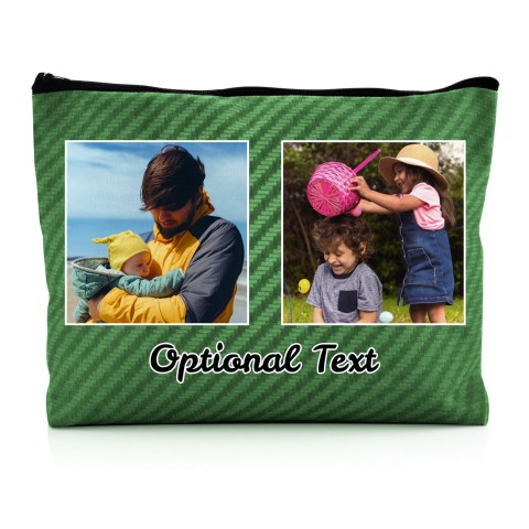- Large - Carbon Fibre Design Bright Green Water Resistant Polyester Rip-Stop Fabric (Optional Personalised Gift Text)