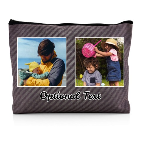 - Large - Carbon Fibre Design Grey Water Resistant Polyester Rip-Stop Fabric (Optional Personalised Gift Text)