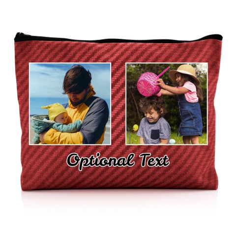 - Large - Carbon Fibre Design Red Water Resistant Polyester Rip-Stop Fabric (Optional Personalised Gift Text)