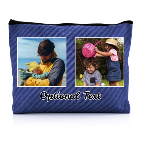 - Large - Carbon Fibre Design Royal Blue Water Resistant Polyester Rip-Stop Fabric (Optional Personalised Gift Text)