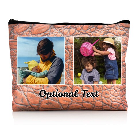 - Large - Crocodile Leather Design Brown Water Resistant Polyester Rip-Stop Fabric (Optional Personalised Gift Text)