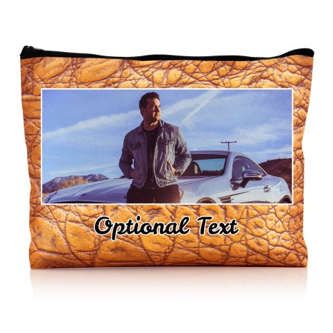 - Large - Crocodile Leather Design Gold Water Resistant Polyester Rip-Stop Fabric (Optional Personalised Gift Text)