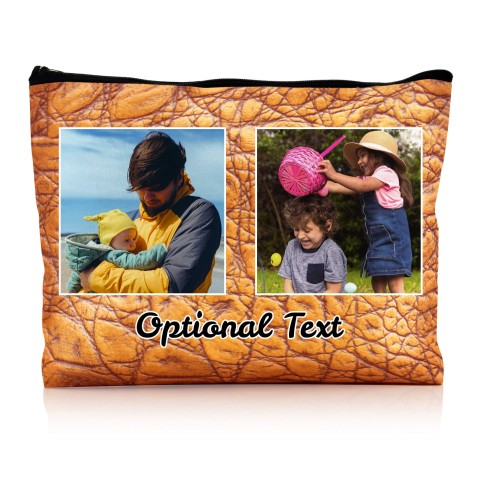 - Large - Crocodile Leather Design Gold Water Resistant Polyester Rip-Stop Fabric (Optional Personalised Gift Text)