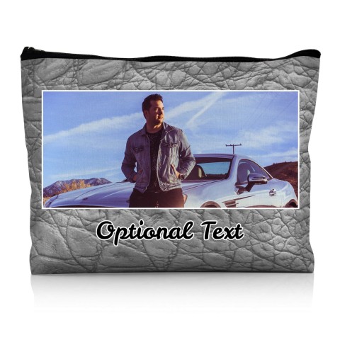- Large - Crocodile Leather Design Grey Water Resistant Polyester Rip-Stop Fabric (Optional Personalised Gift Text)