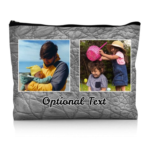 - Large - Crocodile Leather Design Grey Water Resistant Polyester Rip-Stop Fabric (Optional Personalised Gift Text)