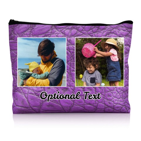 - Large - Crocodile Leather Design Purple Water Resistant Polyester Rip-Stop Fabric (Optional Personalised Gift Text)