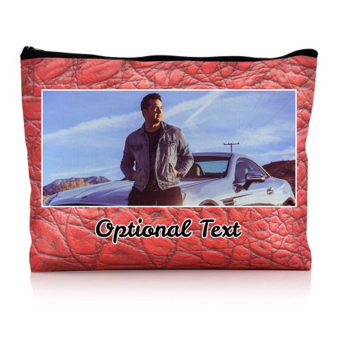 - Large - Crocodile Leather Design Red Water Resistant Polyester Rip-Stop Fabric (Optional Personalised Gift Text)